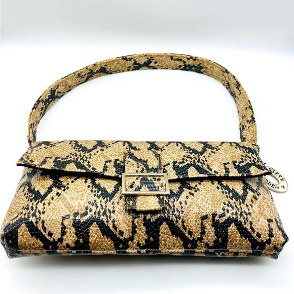 Steve Madden Snakeskin Pattern Tan and Black Women's Bag - Picture 3 of 8